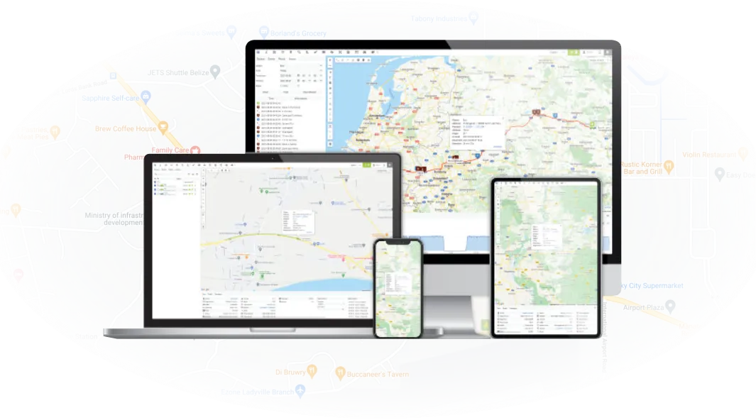 Toll management software shown on a desktop, laptop, tablet and phone