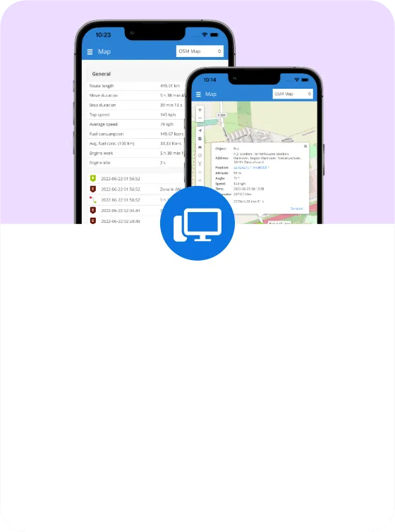 The tracking interface shown on two mobile phones